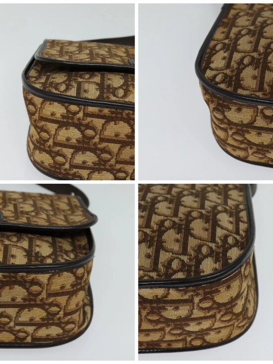 Christian Dior Trotter Canvas Chain Shoulder Bag Brown Gold  Christian Dior Trotter Canvas Shoulder Bag Brown Gold